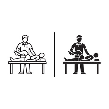 Massage therapy icons, chiropractic care symbols, spa treatment illustrations, wellness vector graphics