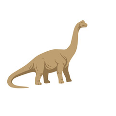 Brachiosaurus dinosaur icon isolated on white background. Long neck prehistoric herbivore illustration for educational, museum, paleontology, and science themed designs © Tricreative Project