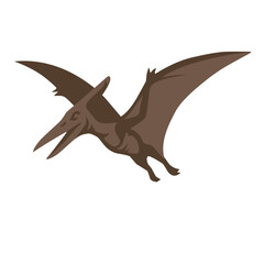 Pteranodon flying reptile icon isolated on white background. Prehistoric winged creature illustration for paleontology, education, museum, and dinosaur themed graphics © Tricreative Project