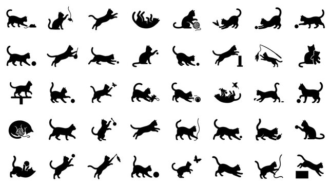 Cat Silhouettes: Playful Poses and Activities