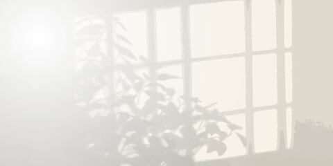 Soft window plant shadow on a clean white wall with background minimalist interior sunlight aesthetic backdrop botanical silhouette reflection peaceful houseplant structure composition © MD OSMAN