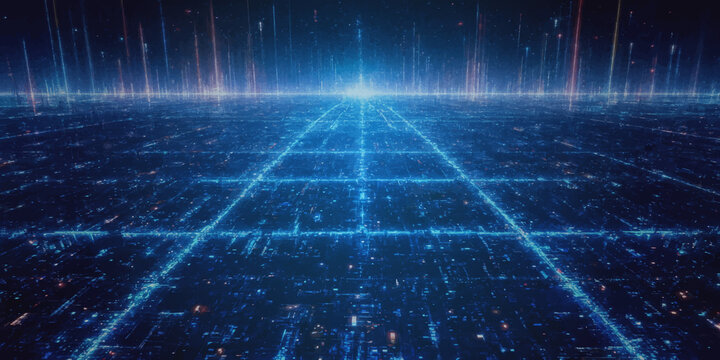 Futuristic digital smart city grid with data streams technology infrastructure internet communication connectivity architecture visualization information innovation connection electronic