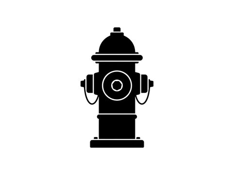 Black fire hydrant silhouette icon for emergency safety and water supply concepts