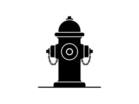Black silhouette fire hydrant vector icon representing public safety and municipal urban emergency equipment