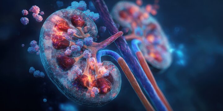 Kidney disease illustration polycystic kidney disease and renal failure visualization