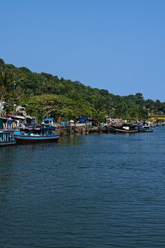 Fishing village on the riverbank in Sumatra