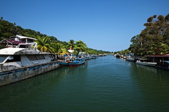 Fishing village on the riverbank in Sumatra
