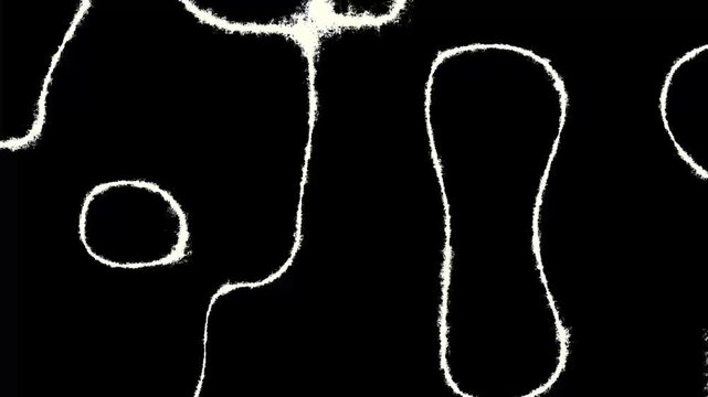 Abstract white chalk line animations morphing on black background.with 4k video animation.