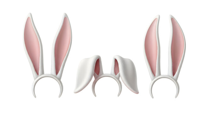 White bunny ears headband with pink inner details