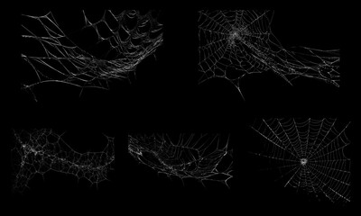 Naklejka premium Spider web PNG overlay collection isolated on transparent background for dark atmospheric photo manipulation