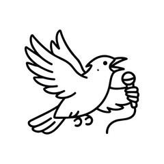 Fototapeta premium Singing Bird Icon with Microphone - Vector Art