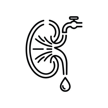 Kidney Health Icon: Hydration and Function Concept with Water Tap and Drop