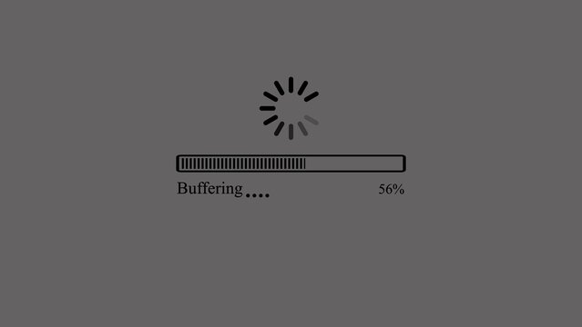 Buffering animation with progress bar and text loading