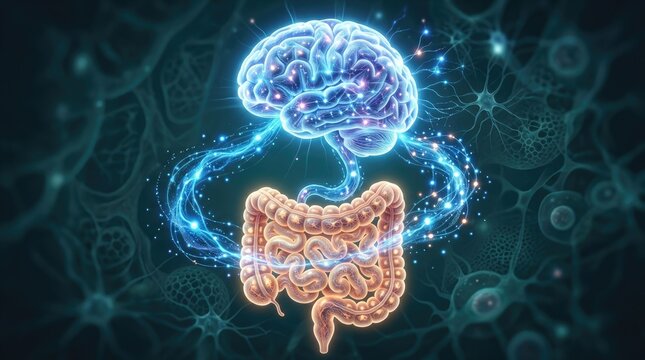 Gut brain connection illustration neuroscience and digestive health relationship
