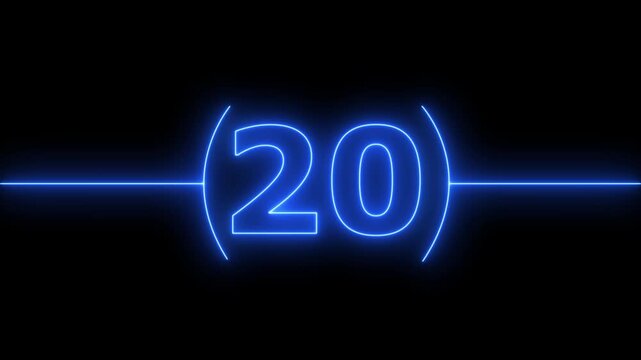 25 to 0 second modern digital countdown timer neon light style on black background, 25 seconds simple countdown timer. Dynamic 25s Countdown Animation Engaging Timer Visuals for Events. 4k video