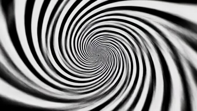 Hypnotic black and white optical illusion spiral background
