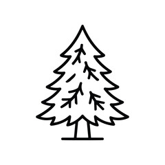 Obraz premium Simple Outline Drawing of a Pine Tree, Minimalist Evergreen Icon