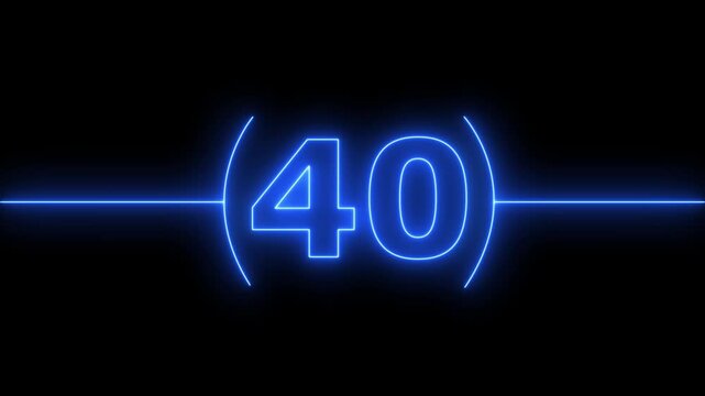 45 to 0 second modern digital countdown timer neon light style on black background, 45 seconds simple countdown timer. Dynamic 45s Countdown Animation Engaging Timer Visuals for Events. 4k video