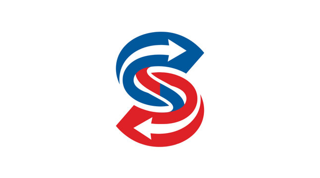 Abstract S shape formed by two curved arrows