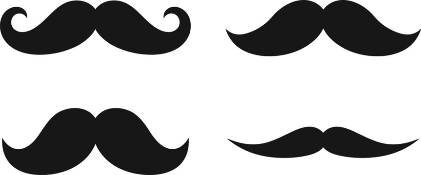 Mustache set silhouette collection barbershop gentleman hipsters mustache styles retro vintage masculine facial hair icon vector flat design