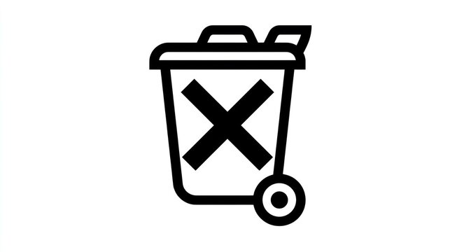 Minimalist crossed out trash bin recycling icon.