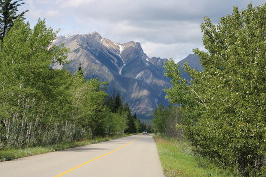 Summer Road In The Mountains, Jasper National Park, Alberta