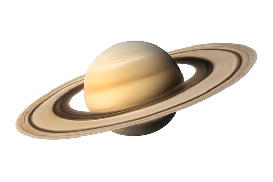 Detailed planet saturn with its rings for space exploration astronomy and science education concepts isolated on transparent background cut out
