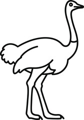 Naklejka premium WebStanding ostrich long neck line art outline vector icon logo