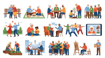 Fototapeta premium Senior Lifestyle Activities - Elderly People Enjoying Hobbies, Socializing, and Health