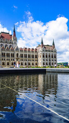 Fototapeta premium The Hungarian Parliament Building is the seat of the National Assembly of Hungary, a notable landmark of Hungary, and a popular tourist destination in Budapest. 