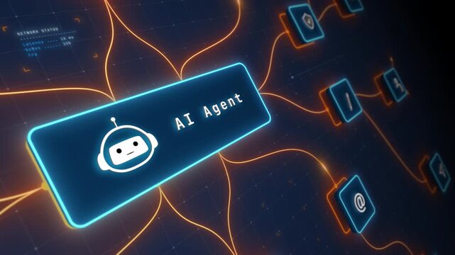 AI Agent Orchestrating Intelligent Workflow Automation Across Connected Business Applications Motion Graphics