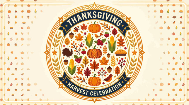 Thanksgiving harvest celebration emblem