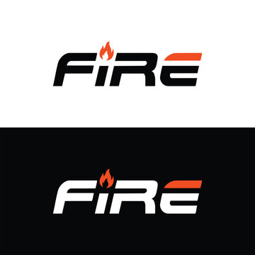 Fire logotype wordmark with integrated burning orange flame element