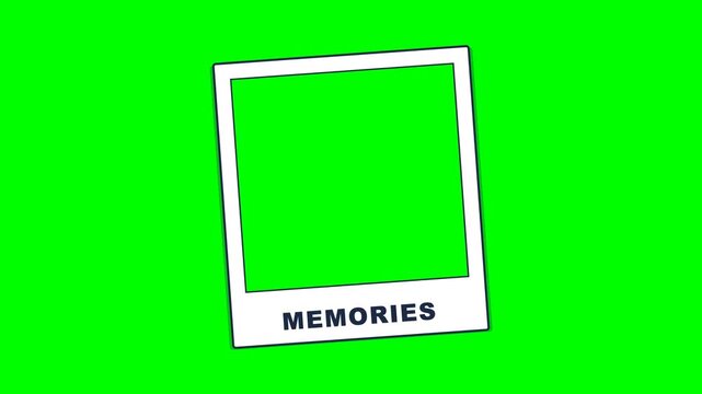 4K green screen PHOTO FRAME - a polaroid photo frame pops in with a caption strip, evergreen motion graphics broadcast overlay for video editors, chroma key