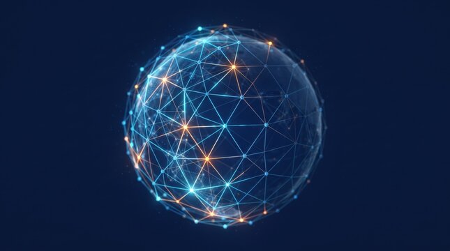 Digital globe with network connection lines and dots, global technology and communication concept
