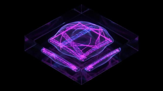 STED顕微鏡によるアクチンフィラメントの高解像度ネットワークを示す抽象的CGアニメーション