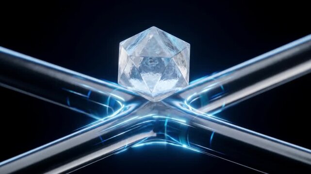シリコンナノワイヤFETにおけるウイルス粒子の結合と電界効果を示す抽象的CGアニメーション