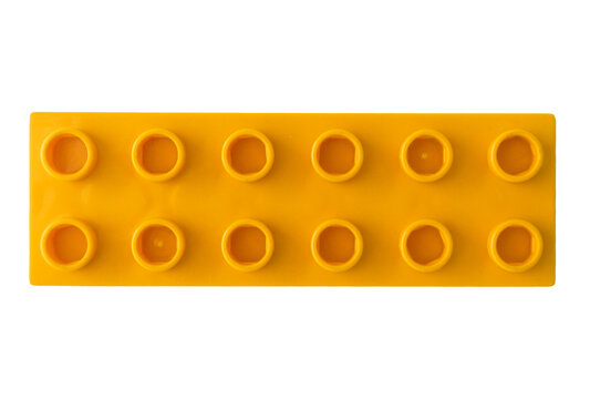 Rectangular cuboid lego yellow bricks blocks isolated on white