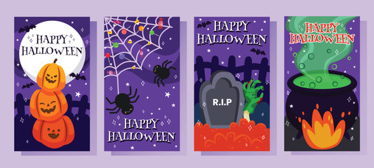 Happy Halloween pixel art greeting cards set © Creative Pixy