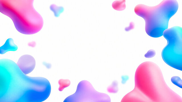 Abstract Frame Background with Colorful 3D Fluid Shapes
