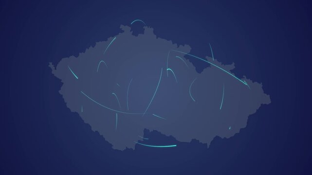 Czech Republic Digital Network Map with Neon Glowing Nodes, Global Communication Technology Concept