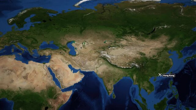 Animated Flight Route Map from Hong Kong to Helsinki Finland