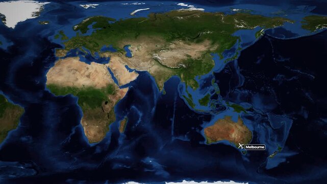 Animated Flight Route Map from Melbourne Australia to Dublin Ireland