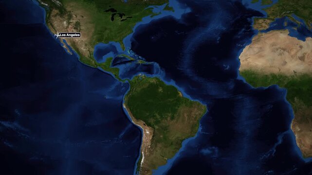 Animated Flight Map Showing Airplane Route from Los Angeles to Casablanca