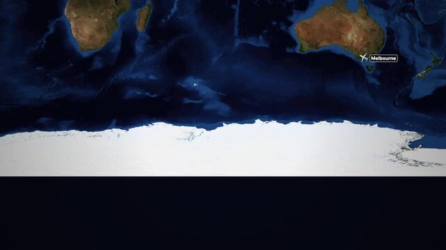 Animated Flight Route Map from Melbourne Australia to Cape Town South Africa