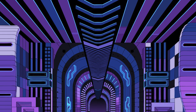 Abstract Futuristic Architectural Background with Geometric Blue Lines, Dark Wave Patterns and Modern Business Design Texture