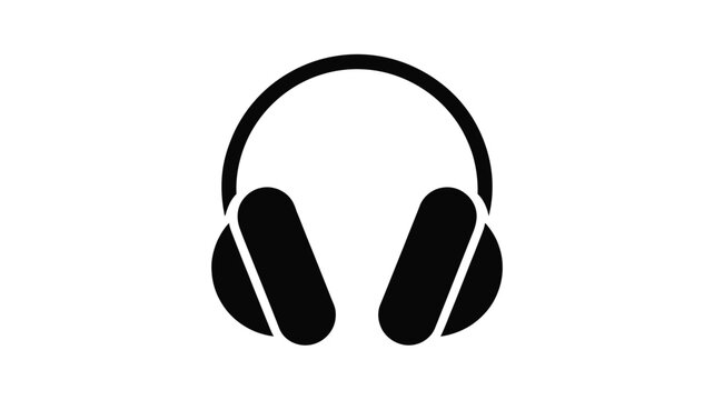 Minimalist black solid headphones icon featuring over ear headset symbol isolated on a clean white background for creative design.