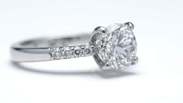 Elegant Diamond Engagement Ring on White Background
