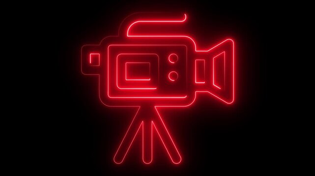 System hacking cyber attack neon warning sign digital security breach glowing red alert vector illustration-4k animation