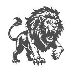 Fototapeta premium Majestic Roaring Lion Premium Illustration Isolated on White Background
